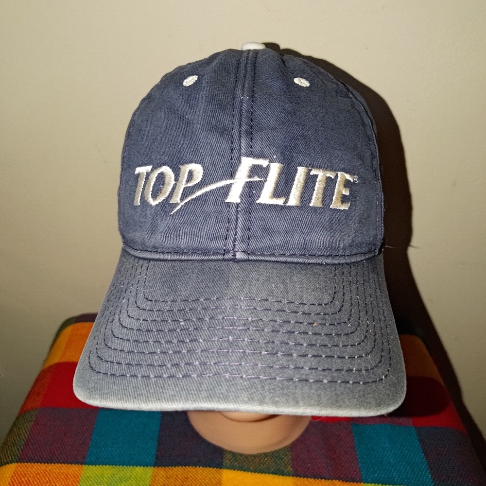 Top Flite Embroidered Golf Leather Strapback Cap Hat